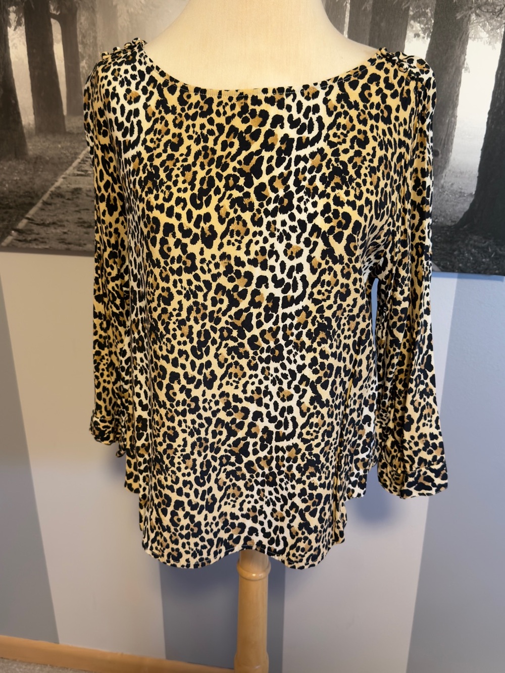 GAP Leopard Print Blouse - Black & Tan